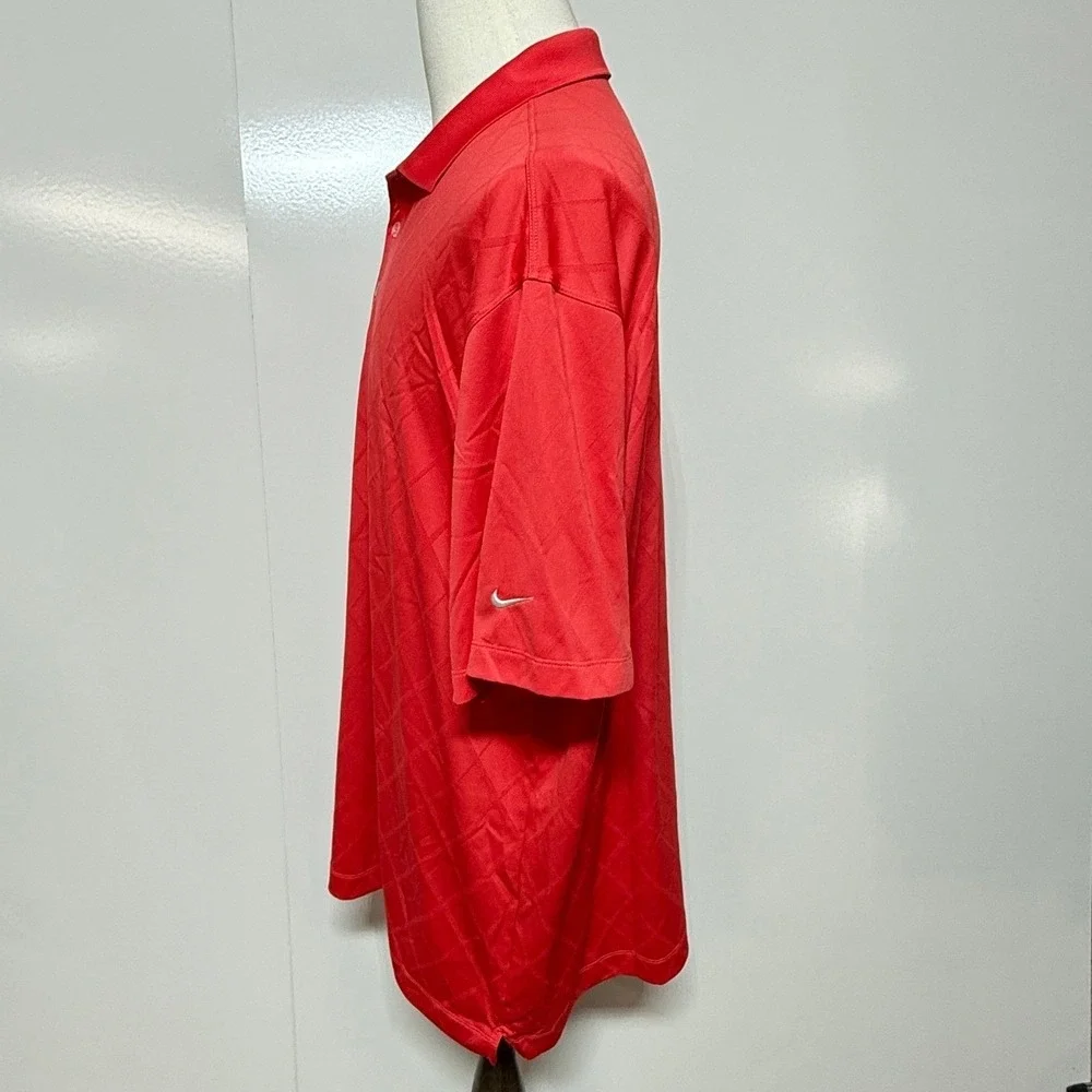 Nike Shirt Mens‎ XXL Red Fit Dry Diamond Pattern Short Sleeve Golf Polo